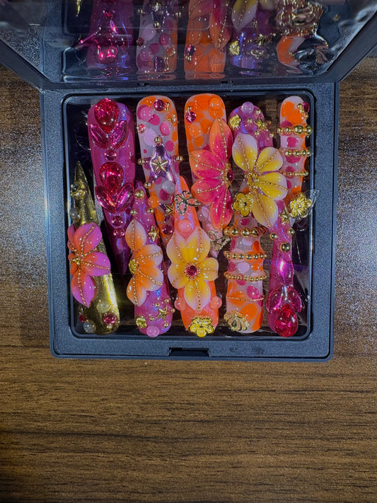 Springcation long stiletto Nail